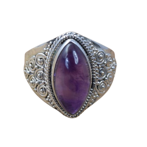 Anillo de piedras preciosas de amatista de Plata de Ley 925, joyería hecha a mano, anillo de estilo bohemio de plata, joyería para mujer, regalo de boda para esposa - Product Image 1