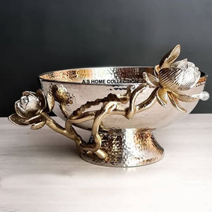 Luxury Metal <b>Bowl</b> With Stylish Flower & Stem Stand branches Household Dinnerware Durable And Decorative <b>Serving</b> resin <b>Bowl</b> - Product Image 4