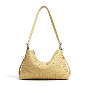 2025, bolsos de hombro para mujer, bandolera tejida de cuero de vaca genuino, bolso hecho a mano para mujer, bolso tejido tipo cubo - Product Image 6