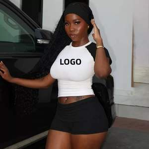 Ensemble deux pièces en coton spandex Ensemble jupe et haut à manches courtes pour femmes Spandex en coton - Product Image 1