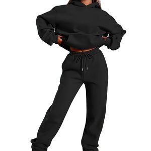 Logo femmes surdimensionné blanc sweat à capuche et pantalon ensemble haute qualité couleur unie à capuche surdimensionné Jogging survêtement ensemble pour femmes - Product Image 4