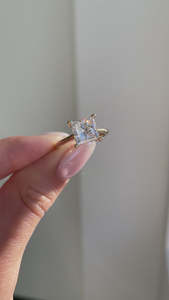 แหวนแต่งงานฮาโลเจนแบบซ่อนสุดหรูสีทอง14K พร้อมเจ้าหญิงเจียระไนเพชรแหวนหมั้นแบบเรียบง่าย - Product Image 5