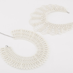 French Vintage Royal Style Hand‑Woven Imitation Pearl <b>Collar</b> Necklace Luxury False <b>Collar</b> Choker Neck Chain <b>For</b> <b>Women</b> - Product Image 5