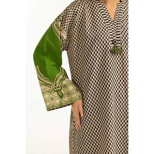 Ensemble coordonné imprimé bohème Khaddar pour femme, taille XXS, tenue deux pièces, haut à manches trois quarts avec bas assorti IUSTTS-1379 - Product Image 5