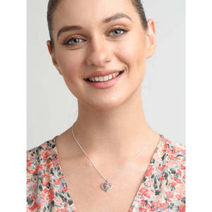 Collier CLARA en argent sterling 925 avec pendentif cœur en topaze bleue, diamant et perle, serti de clos en or rose, plaqué rhodium, style tendance - Product Image 5