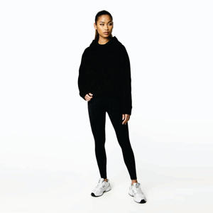 80% Viscose 15% Polyester 5% élasthanne goutte épaule coupe décontractée coupe courte noir Recharge goutte épaule femmes sweat à capuche respirant - Product Image 5