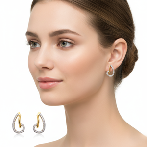 Pendientes de Aro Pequeños en Oro de Lujo con Diseño Trenzado para Mujer, Regalo - Product Image 2