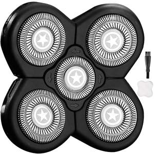 Cabezales de Repuesto Universales para Afeitadora Eléctrica para Hombre, Resistentes al Agua IPX7, 5 Cuchillas, Negras, Triple Cuchilla, Lavables, para Cara y Cuerpo, Afeitadora Rotatoria - Product Image 1