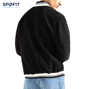 Veste universitaire en toile personnalisable pour homme grande taille avec col montant et logo frontal, respirante, streetwear d'hiver - Product Image 4