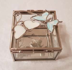 Boîte à bagues en verre Design brillant Organisateur de bijoux en verre et métal Cadre polonais doré pour les cadeaux de fiançailles de mariage - Product Image 3