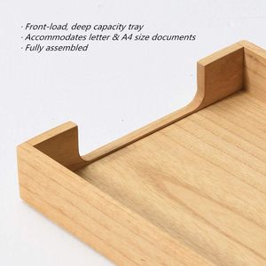 Wood Letter-Size Tray Single-Tier (TP-NA)- Wooden Tones Collection Front-Load Documents Tray for Office Desktop Organizer <b>Desk</b> - Product Image 2