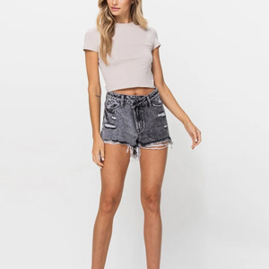 Pantalones cortos informales de moda de verano hechos a medida para adultos Pantalones cortos para correr de algodón lavado ácido para mujeres transpirables y cómodos - Product Image 5