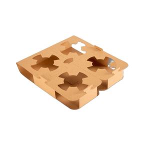 Made Italy Luxury Disposable Square Kraft Paper Cup Holder Molded Pulp Component Biodegradable Recyclable Food Grade Die <b>Cut</b> - Product Image 1