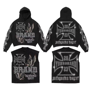 ชุดวอร์มสำหรับผู้ชายโอเวอร์ไซส์ชุดวอร์มกางเกงขาบานสำหรับผู้ชายชุดวอร์มสเวตสูทประดับพลอยแวววาวแบบปรับแต่งได้ตามต้องการ - Product Image 4