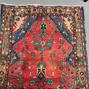 พรมตุรกีขนาด 3.5x9.2 ฟุต, พรมวินเทจลายทาง, พรมลายสัตว์สีแดงน้ำเงิน - Product Image 2