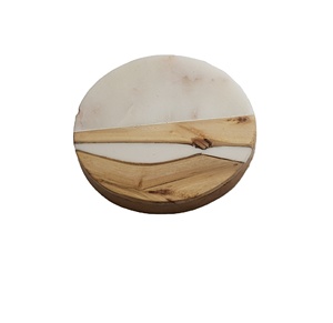 High Quality Wood & <b>Marble</b> Coasters Set of 4 with High Quality Polished Custom Coasters Kitchen Supplies <b>Placemats</b> - Product Image 2