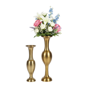 Centro de Mesa de Acero Inoxidable con Acabado Antiguo, Moderno, Dorado, Metálico, Cónico, Floral, Resistente al Óxido, para Mesa - Product Image 1