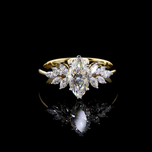 Bague de fiançailles en diamant de laboratoire taille marquise certifié IGI, motif floral, pour mariage, fête, occasion spéciale, cadeau - Product Image 1