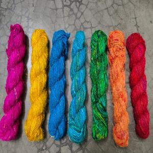 Wholesale Recycled Sari <b>Silk</b> <b>Yarn</b> Handspun Eco Friendly <b>Yarn</b> for Knitting & Crafts Colorful Recycled Sari <b>Silk</b> <b>Yarns</b> - Product Image 1