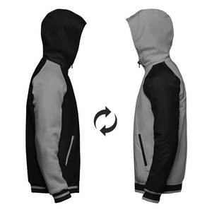 Sweat à capuche réversible tendance, coupe ajustée, tissu 100% coton, conception d'impression bouffante pour hommes, style Streetwear polyvalent - Product Image 2