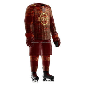 Ensembles d'uniformes de hockey sur glace en polyester conçus sur mesure de qualité supérieure avec uniforme de hockey sur glace imprimé du nom de l'équipe OEM - Product Image 1