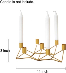 Support de bougie doré brillant à 3 têtes exquis Support de bougie au design unique pour décoration multi-événements disponible en bas quantité minimale de commande - Product Image 6