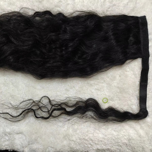 Extensions de cheveux en queue de cheval vierges non traitées, perruque en queue de cheval, extension de cheveux à cordon avec enroulement de tresse, prix de gros le plus bas - Product Image 2