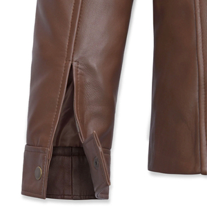 แจ็กเก็ตหนังแท้สำหรับผู้ชายกันลมกันน้ำแจ็คเก็ตหนังแท้สำหรับฤดูหนาวย้อมสีล้วน - Product Image 5