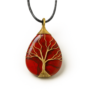 Classic Children's Tree of Life Wire Wrap Pendant <b>Necklace</b> Natural <b>Healing</b> <b>Crystal</b> Gemstone Jewelry Handmade Gift - Product Image 1