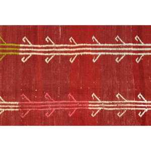 Grand tapis turc 5,3x9,1 pieds, tapis en laine vintage abstrait rouge - Product Image 5