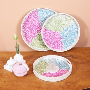 Bandeja de Nácar Lacado de Alta Calidad, Bandejas con Incrustaciones de Hueso Mosaico Hechas en Vietnam, Venta al por Mayor de Alta Calidad - Product Image 5