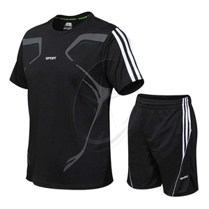 Vente en gros 2 pièces ensemble survêtement décontracté costumes de sport pour hommes été hommes course à pied hommes Fitness Jogging Gym ensembles de vêtements de sport - Product Image 1
