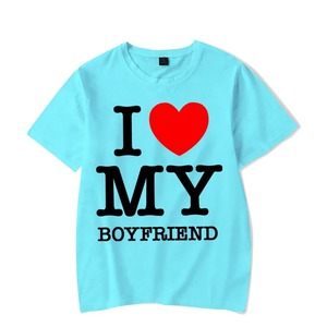エブリデイカジュアルトップスTシャツグラフィックILove My Girlfriend TシャツILove My Boyfriend <span class=keywords><strong>Shirt</strong></span> Women Short Sleeve Lover Men <span class=keywords><strong>Shirt</strong></span>