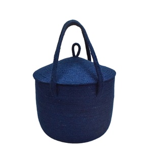 Panier cadeau de rangement Panier tissé décoratif vintage Organisateur Conteneur avec couvercle Boîtes de rangement en corde de jute multicolore faites à la machine - Product Image 6