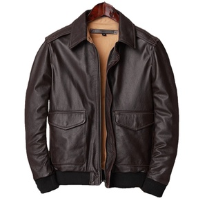 Chaqueta de Cuero Genuino para Hombre, Cálida, 100% Cuero Vacuno, Color Marrón Oscuro, Chaqueta de Motociclista de Cuero Vacuno para Hombre - Product Image 1