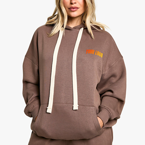 Sudadera con Capucha para Mujer, 100% Algodón, Gris Claro, para Invierno, Corte Holgado, Puños Acanalados, Cómoda y Elegante, Uso Casual - Product Image 1