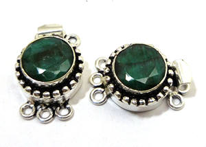 Prem Bhaya Plata antigua 18K Chapado en oro Caja Broche B617 24x19x10mm Esmeralda Joyas de piedras preciosas Hallazgos 1/3 Strand - Product Image 2