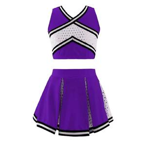 Costumes de danse professionnels en polyester en deux pièces uniformes de pom-pom girl imprimés pour adultes et enfants - Product Image 3