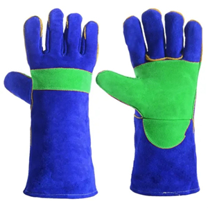 Guantes de trabajo para chimenea de cuero de vaca reforzado OEM Industrial de cuero, guantes para barbacoa resistentes al calor para soldar a la parrilla - Product Image 3