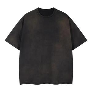 Vente en gros 100% coton lavé à l'acide Vintage T-shirts col rond grande taille chemises pour hommes High Street Casual manches courtes Sun Faded Tee - Product Image 6