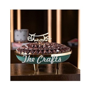 Bol à chocolat en fer poli de couleur bleue, base en bois, bol à dessert en métal de haute qualité, personnalisable pour mariage, bons prix - Product Image 4