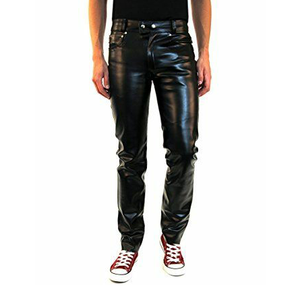 Pantalones de cuero negros transpirables de la mejor calidad para hombre, pantalones de cuero informales personalizados al por mayor para hombre - Product Image 1