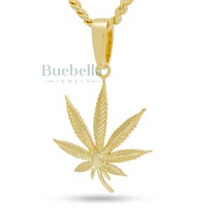 Collar con colgante de hip hop con hoja de cannabis chapada en oro de 18 quilates, cadena personalizada de moda ostentosa con moissanita helada para hombre, joyería de calle - Product Image 2