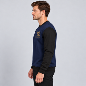 Sudadera Personalizada con Logotipo para Hombre, Color Azul Marino y Negro, Cuello Redondo, Manga Larga, Corte Regular, Venta al Por Mayor, Marca Privada - Product Image 5
