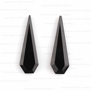 Top Quality 10x30mm Natural <b>Black</b> <b>Onyx</b> Cabochon Long Coffine Flat Back Calibrated Loose Gemstones Jewelry Making Direct Supplier - Product Image 1