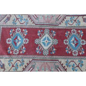 Vintage Rug, 2.4x4.3 ft Small Rug, <b>Red</b> Blue <b>Wool</b> Rug - Product Image 5
