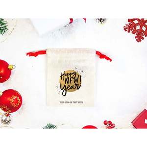 Sacs cadeaux en coton personnalisés pour le Nouvel An, sacs personnalisés pour les entreprises et les fêtes - Product Image 2