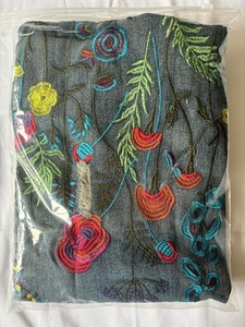 กระโปรงผ้ายีนส์ปักลายดอกไม้เอวยางยืดของผู้หญิงกระเป๋าข้างสีน้ำเงินเข้ม - Product Image 6