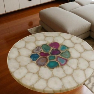 หินอาเกตขัดเงาทำมือ ของตกแต่งบ้านหรูหรา รูปแบบดอกไม้ทางศาสนา ทำจากเรซิ่น สีสั่งทำพิเศษ สำหรับวางบนโต๊ะระดับไฮเอนด์ - Product Image 4