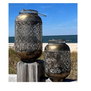 Lanterne décorative en métal, élégante et sculptée à la main, pour la décoration de mariages et de fêtes de Noël, porte-bougie. - Product Image 3